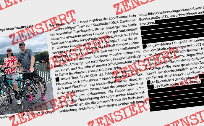 Zensur: Eppelheimer Stadtverwaltung zensiert Bericht der Eppelheimer Liste